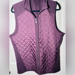 Perry Ellis Mens Quilted Front Zip Outerwear Vest Maroon Purple, L
